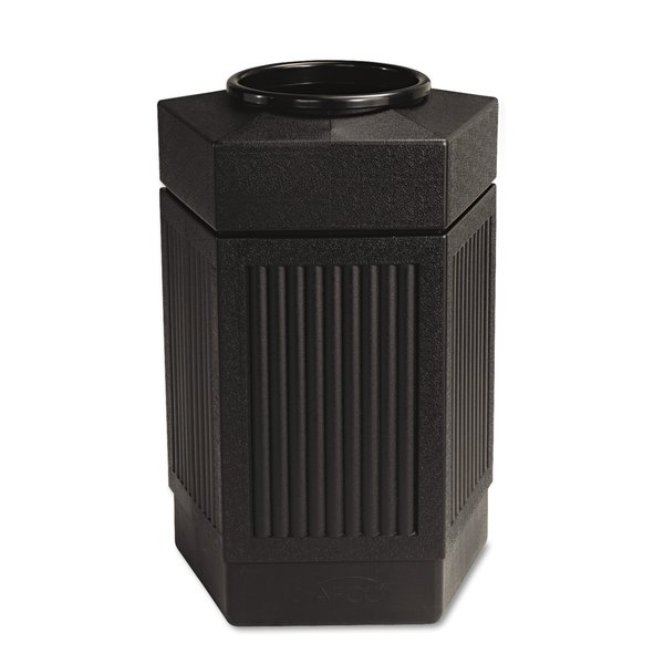 Safco 30 gal Pentagon Trash Can, Black, Top Hole, Polyethylene 9485BL